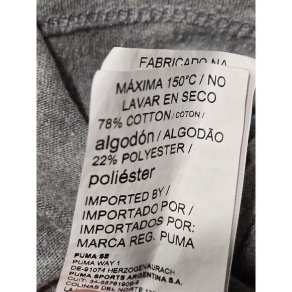 Puma Gray Short Sleeve Crew Neck T Shirt Comfort Active Top Puma Logo - Picture 4 of 7